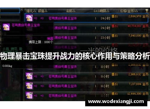 物理暴击宝珠提升战力的核心作用与策略分析